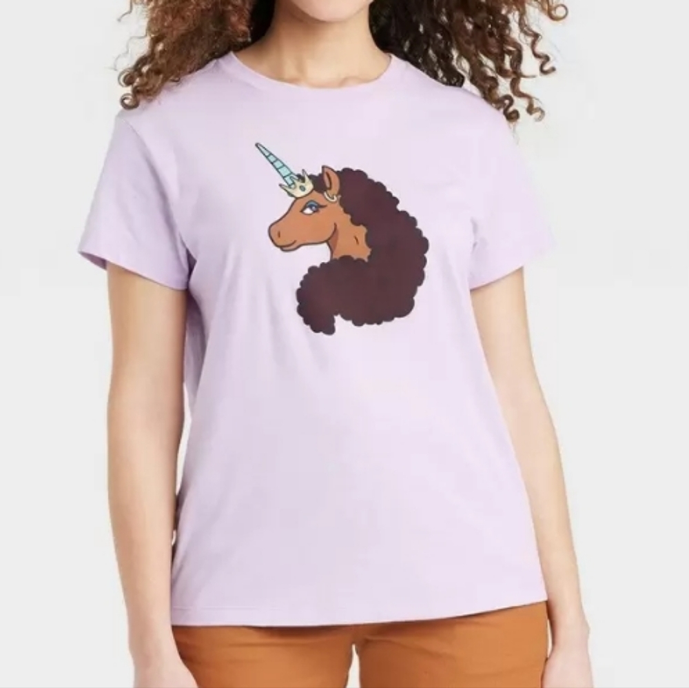 🎯nwt afro unicorn purple graphic tee